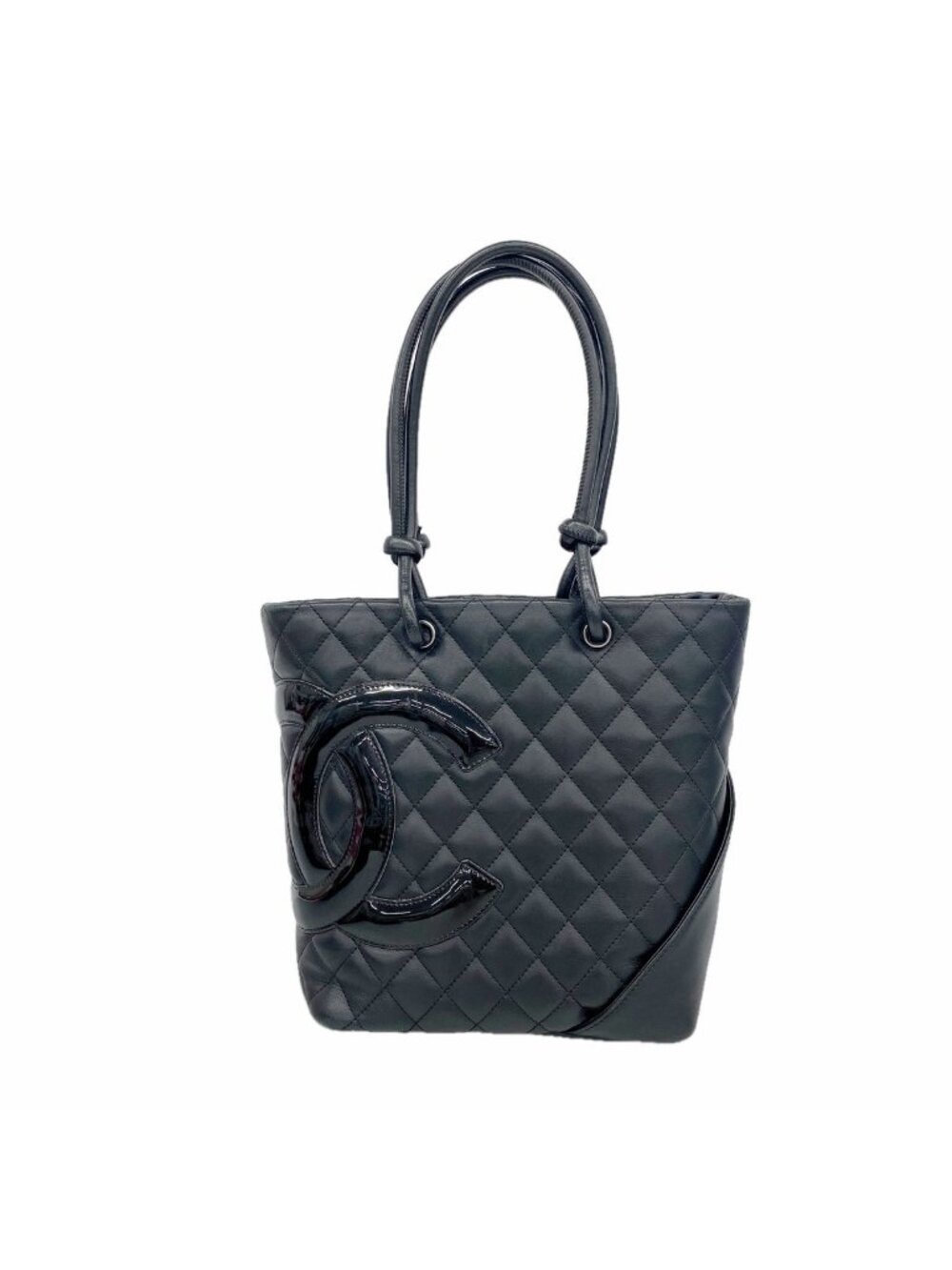 Chanel Tote Bag Cambon Leather Black Silver